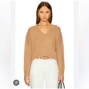 Weekend Stories Camel V-Neck Sweater